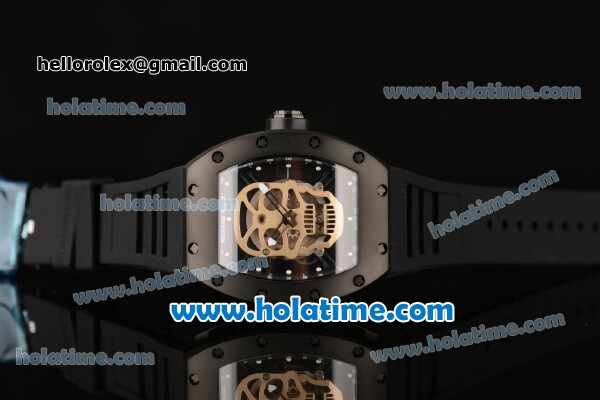 Richard Mille RM 52-01 Swiss ETA 2671 Automatic PVD Case with Black Rubber Bracelet White Markers and Skeleton Dial - 1:1 Original - Click Image to Close